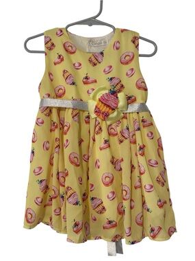 Toddler Girl 12-18M Yellow Dessert Print Party Dress